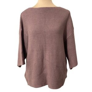 EsheSy Mauve Purple Size M Boat Neck 3/4 Sleeve Pleated Back Knit Sweater Preppy